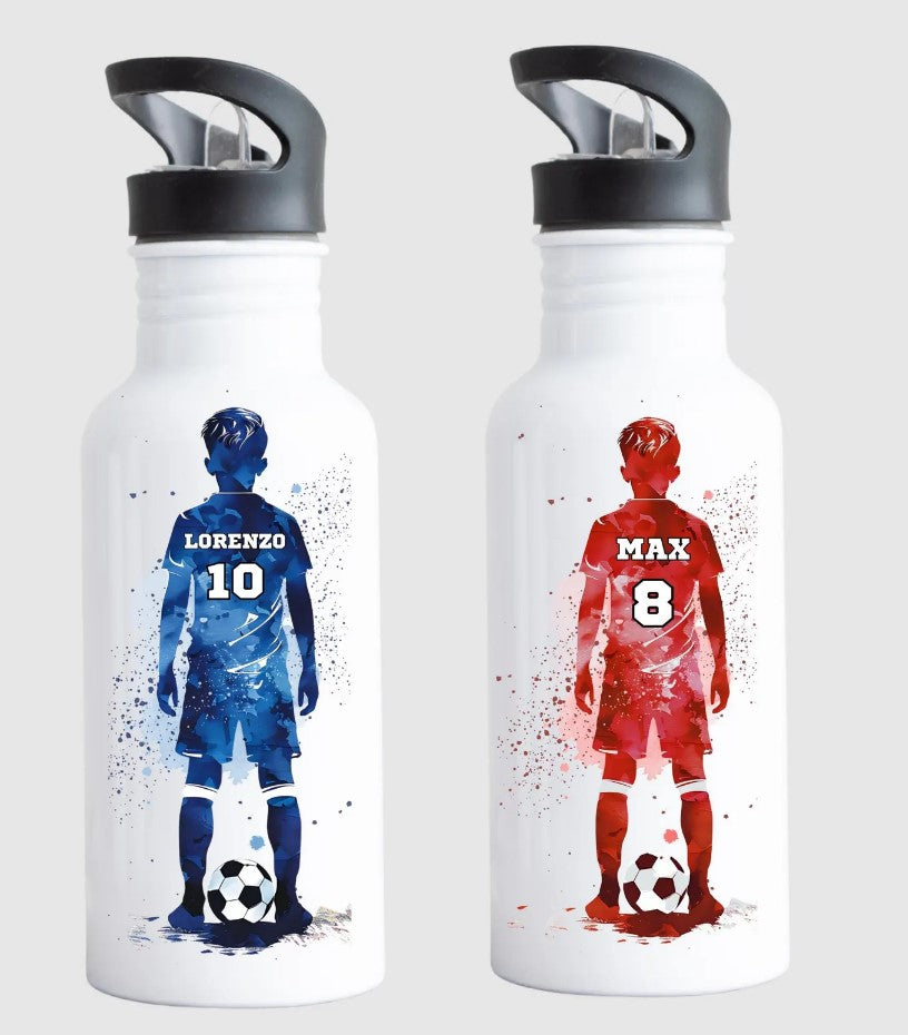 Botellas Personalizadas de Fútbol 600ml | Diseño Niño y Niña Futbolista