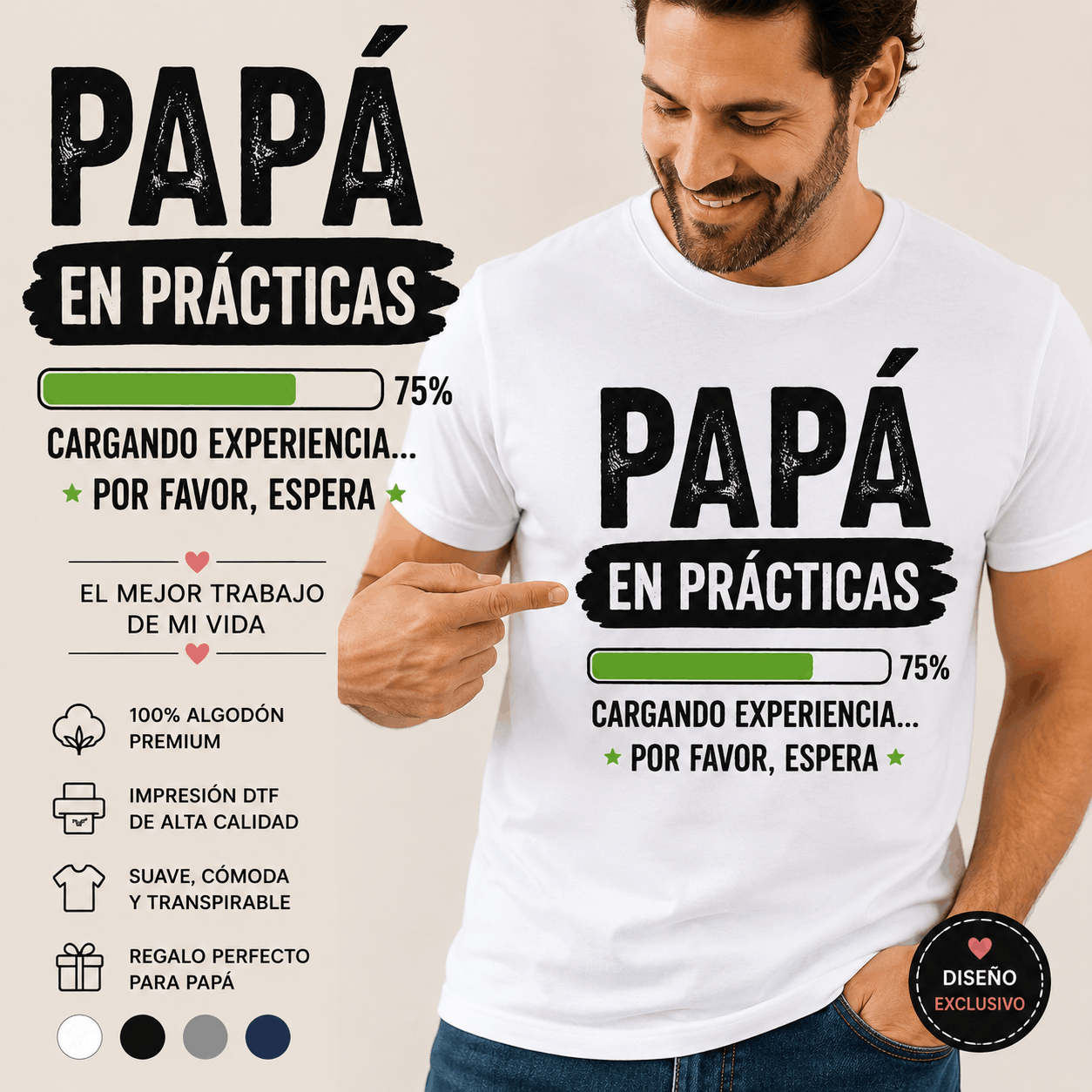 Camiseta Papá en Prácticas | Regalo Original para Padres