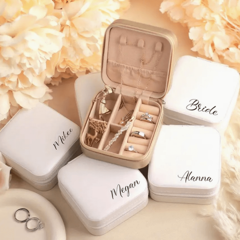 Joyero Personalizado con Nombre | Regalo para Damas de Honor y Joyero de Viaje