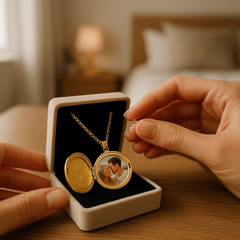 Relicario Redondo con Cadena Bañada en Oro 18K – Guarda tus recuerdos más valiosos cerca de tu corazón