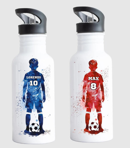 Botellas Personalizadas de Fútbol 600ml | Diseño Niño y Niña Futbolista