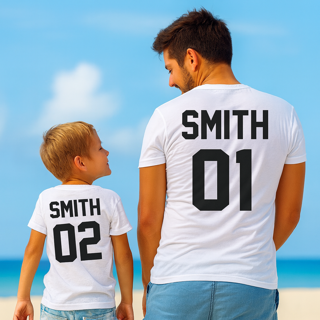 👕✨ Camisetas Personalizadas Padre e Hijo con Nombre y Número – El Equipo Más Cool