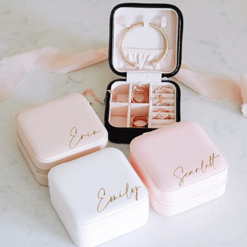 Joyero Personalizado con Nombre | Regalo para Damas de Honor y Joyero de Viaje
