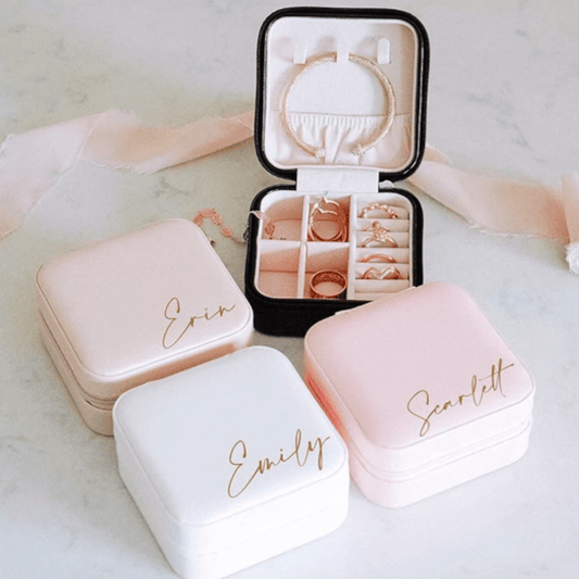 Joyero Personalizado con Nombre | Regalo para Damas de Honor y Joyero de Viaje
