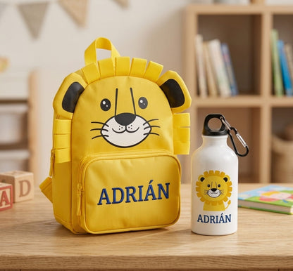 Pack Vuelta al Cole Personalizado | Mochila Animal+ Botella con Nombre