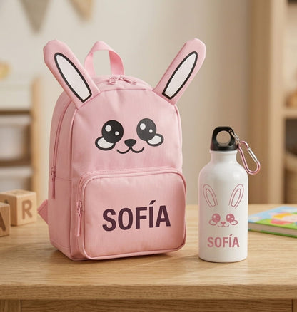 Pack Vuelta al Cole Personalizado | Mochila Animal+ Botella con Nombre