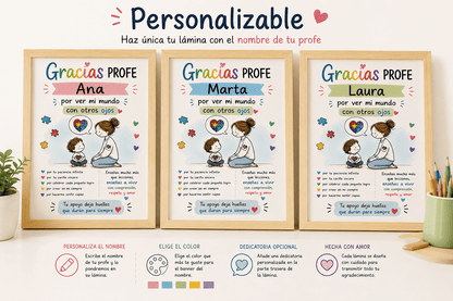 Lámina Personalizada para Profesora TEA | Regalo Fin de Curso Educación Especial