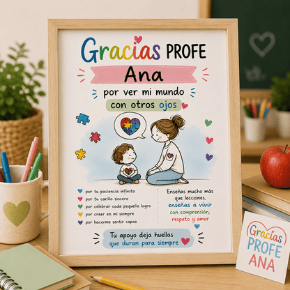 Lámina Personalizada para Profesora TEA | Regalo Fin de Curso Educación Especial