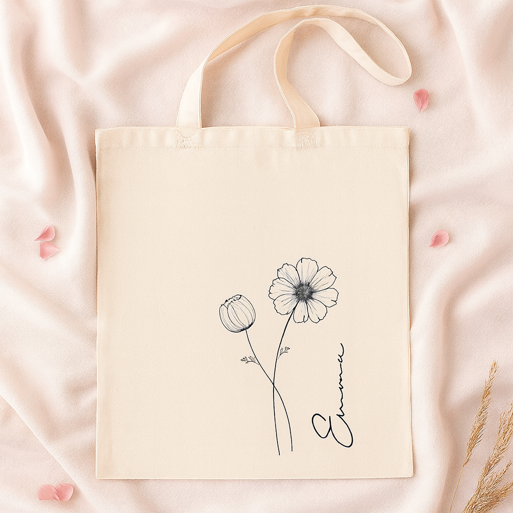 Tote Bag Personalizada con Flor de Nacimiento – Un Detalle Elegante y con Significado